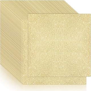 50 Sheets 12" x 12" Cardstock Glitter Cardstock Paper 300 GSM Card Stock Paper Thick Cardstock Glitter Paper for Crafts Sparkly Paper for Card Making DIY Projects Scrapbook Party Gift (Gold)
