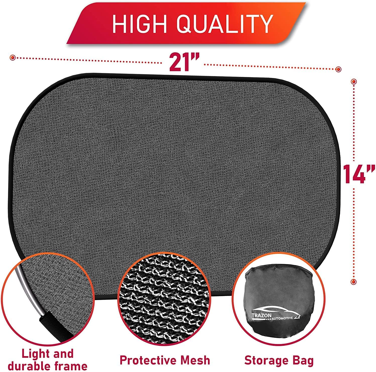 Car Window Shade for Baby - (2 Pack) - 21"x14" - Car Window Shades for Side Windows Protection from Sun UV Rays & Heat - Window Sun Blocker for Car - Rear Window Sun Shade for Car Block Sunlight