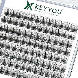 Lash Clusters,96 Pcs Cluster Lashes D Curl 14mm DIY Lash Extensions Eyelash Clusters,KEYYOU Volume Wispy Individual Lashes Soft&Comfortable Easy DIY at Home(Y09,D-14mm)