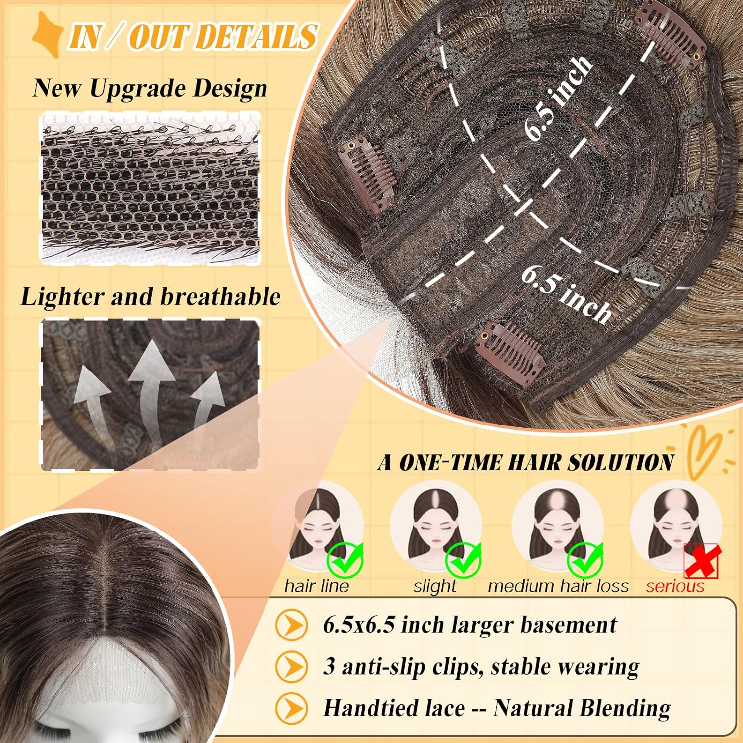 Rootoo Hair Toppers for Women, 20 Inch Toppers Hair pieces for Women with Thinning Hair Big Base Curly Wavy Wiglets Cover 360° 3D Middle Part Clip in Bangs (Auburn Brown)