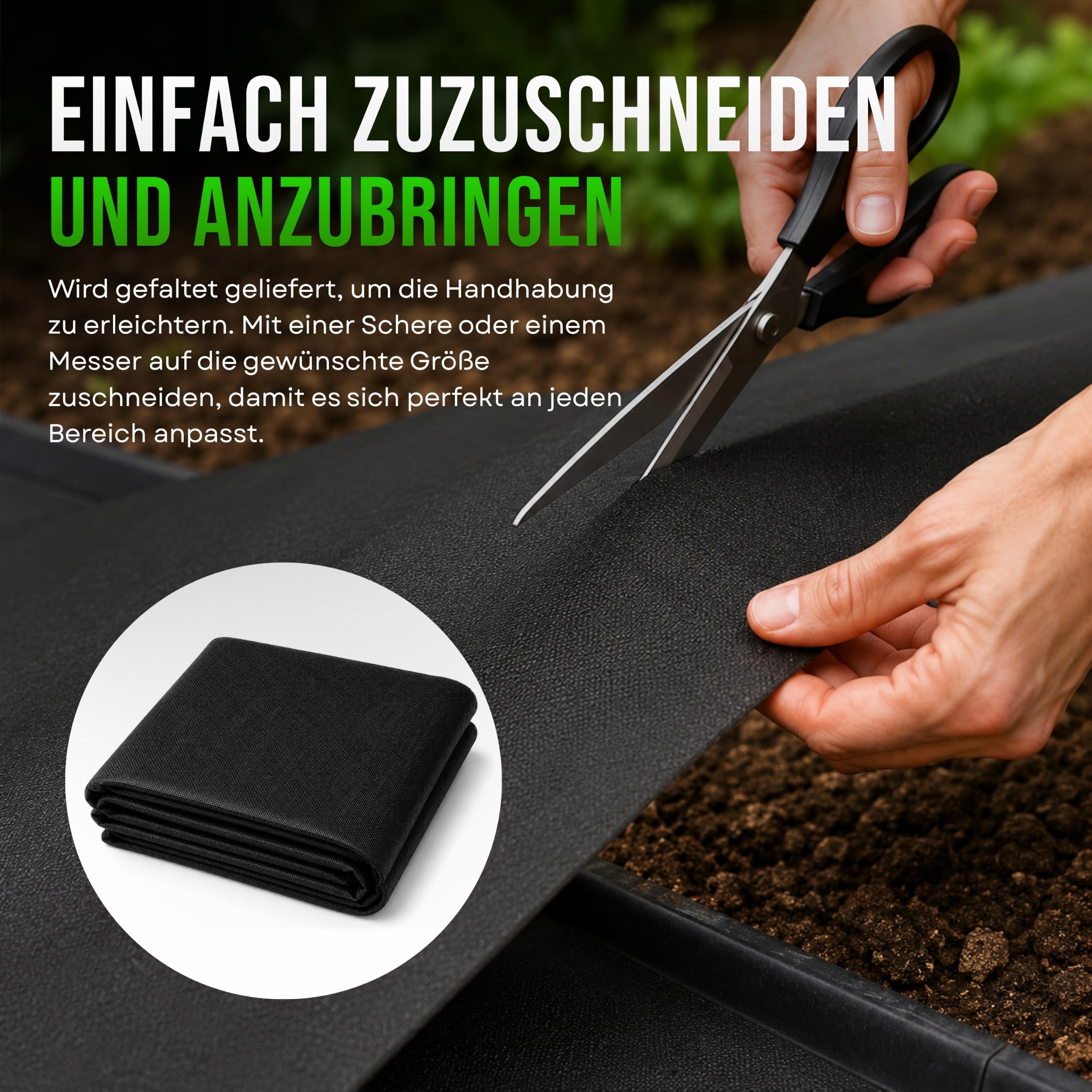 Green Thumbz Unkrautvlies Extra Stark - 1x50 m Unkrautflies für Garten Wasserdurchlässig, 50g/m² Reißfestes Unkrautmatte Garten, Hochbeet, Einfahrt, Hohe UV-Stabilisierung Bodengewebe Unkrautflies