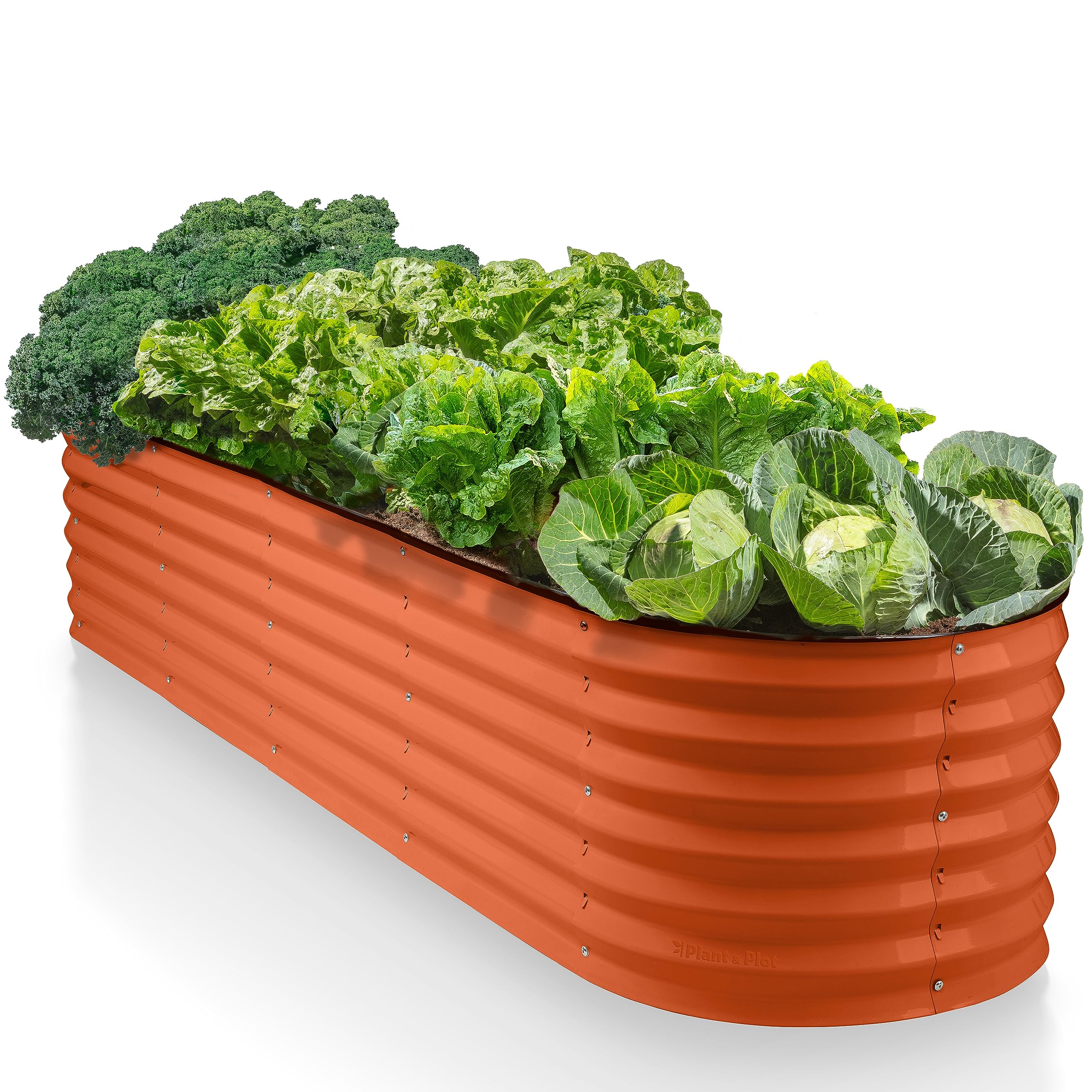 9-in-1 Galvanized Steel Raised Garden Bed // 8×2×1.5 ft Modular Planter for Gardening, Vegetables, Flowers // 18" Tall Metal Raised Garden Beds Outdoor (Orange) // Tool-Free Assembly Planter Box