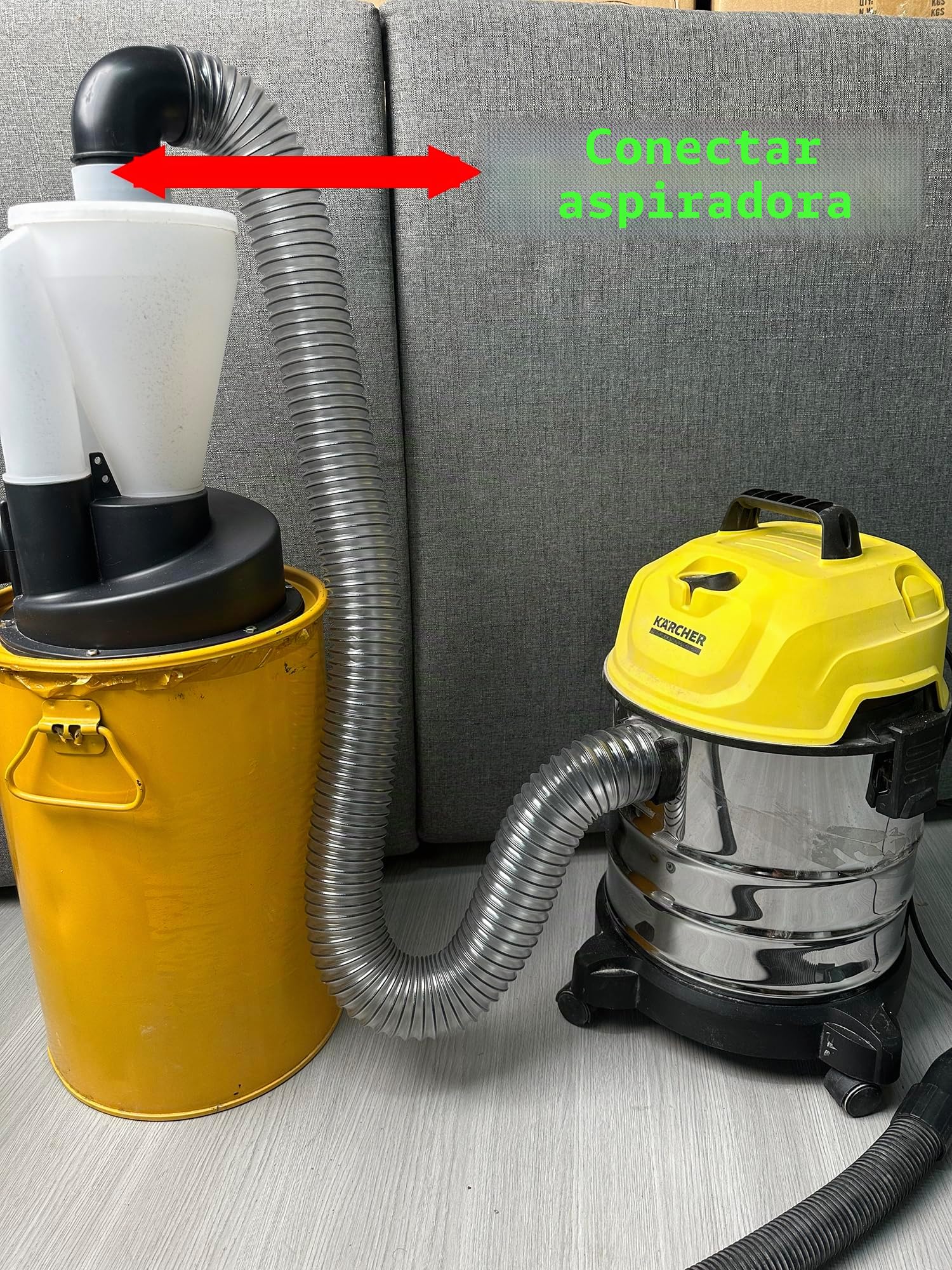 Colector de polvo ciclónico de doble filtrado, actualización del colector de polvo industrial para taller, carpintería, sistema de extracción shop-Vac y bricolaje