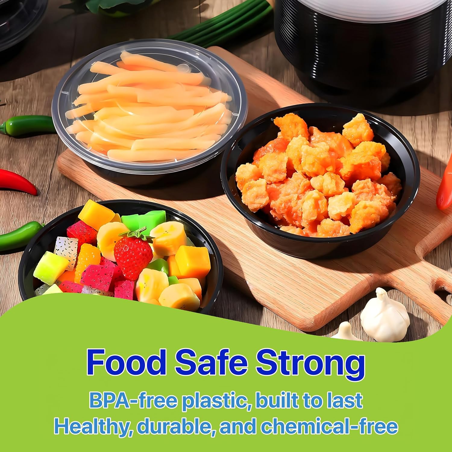 Meal Prep Containers Round [10 Set] x [24 oz] with Lids, 1 compartment, Stackable, Reusable, Leakproof, Food Safe, Microwave, Freezer & Dishwasher Safe for Food Prep Storage (10 Set, 24 oz) - Image 9