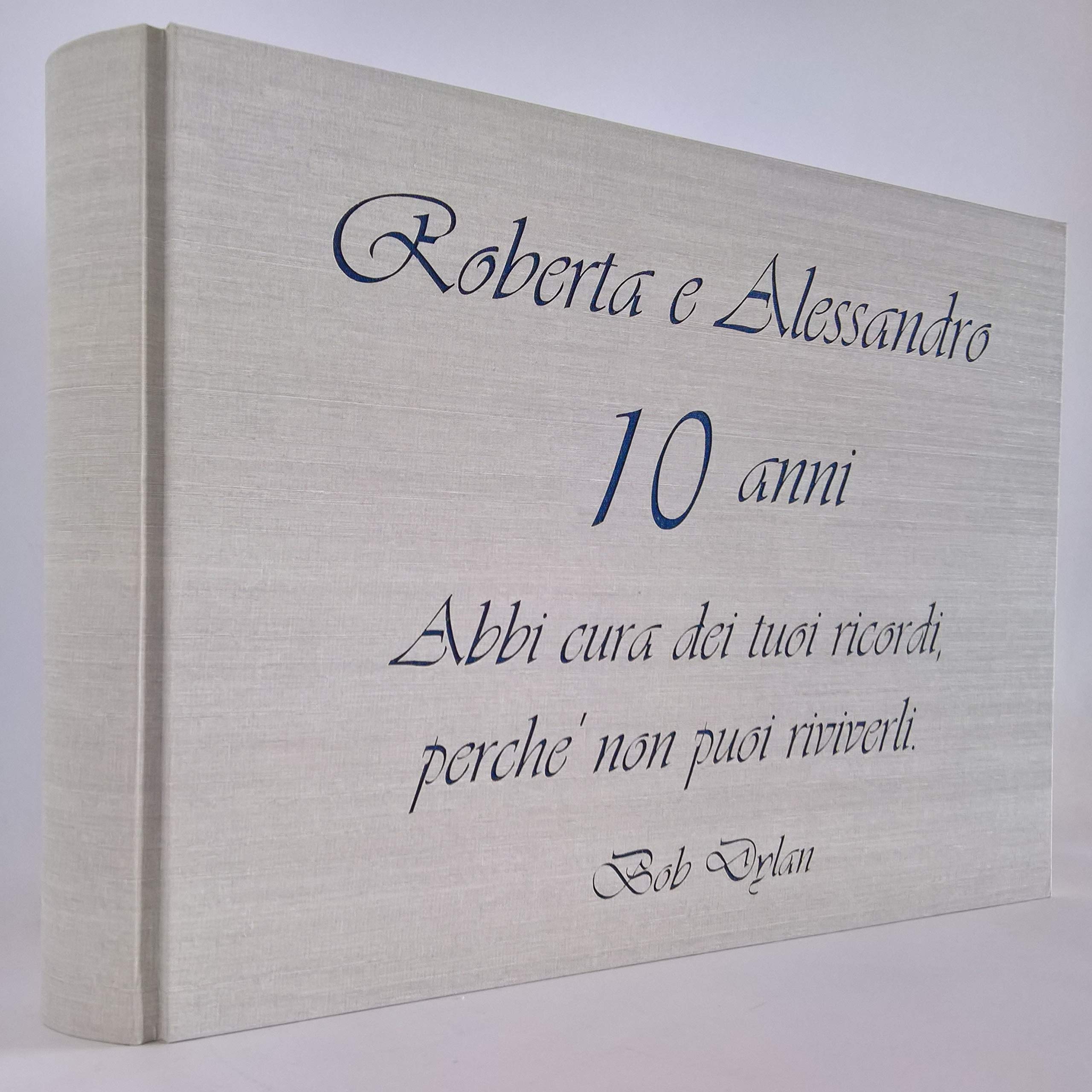 Album fotografico in tela di lino con frase dedica incisa e personalizzabile regalo originale wedding, san valentino, nascita, battesimo, compleanno, nozze, matrimonio, anniversario, laurea