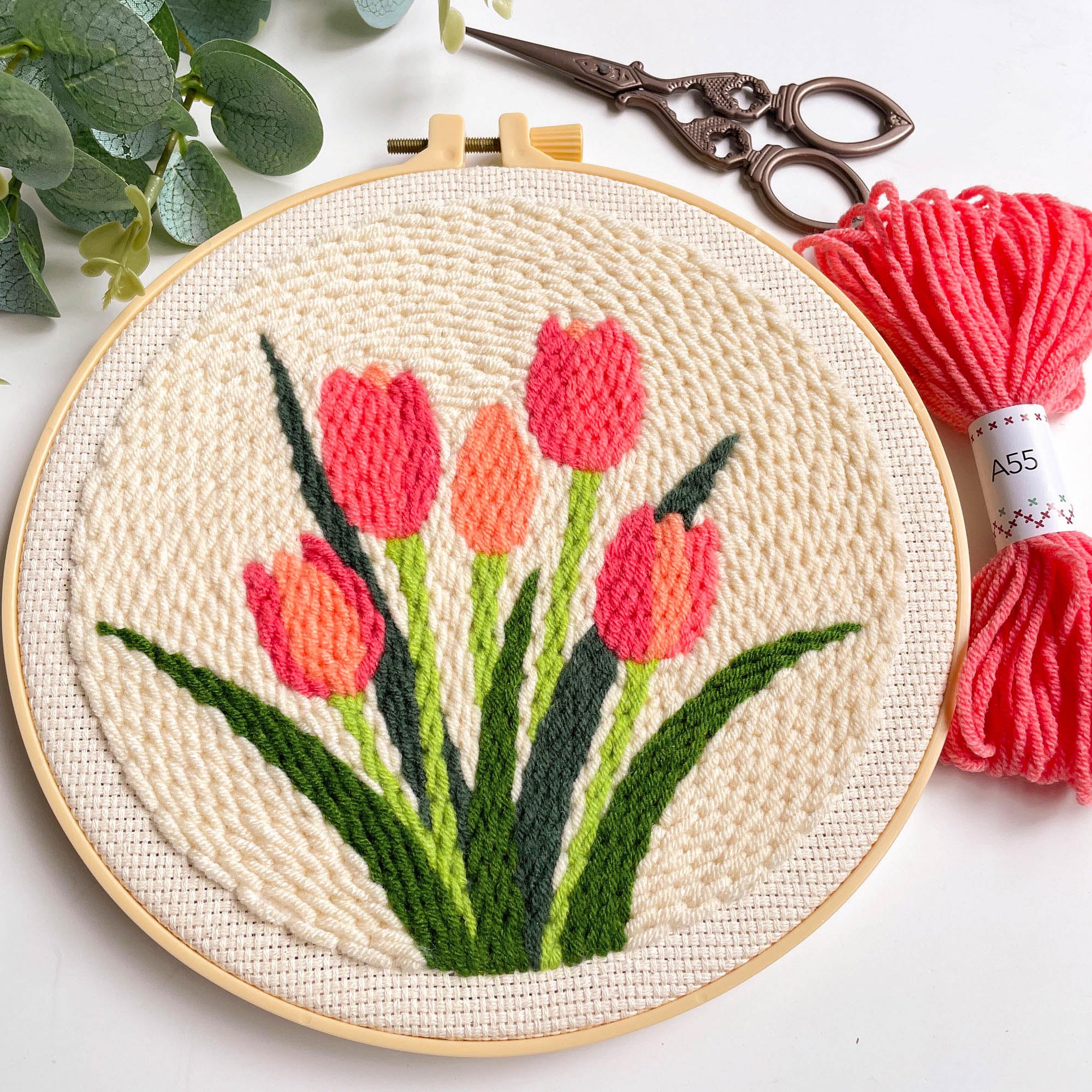 Beginner Punch Needle Kit - Tulip Floral Art -4 Beginner Punch Needle Kit - Tulip Floral Art -4
