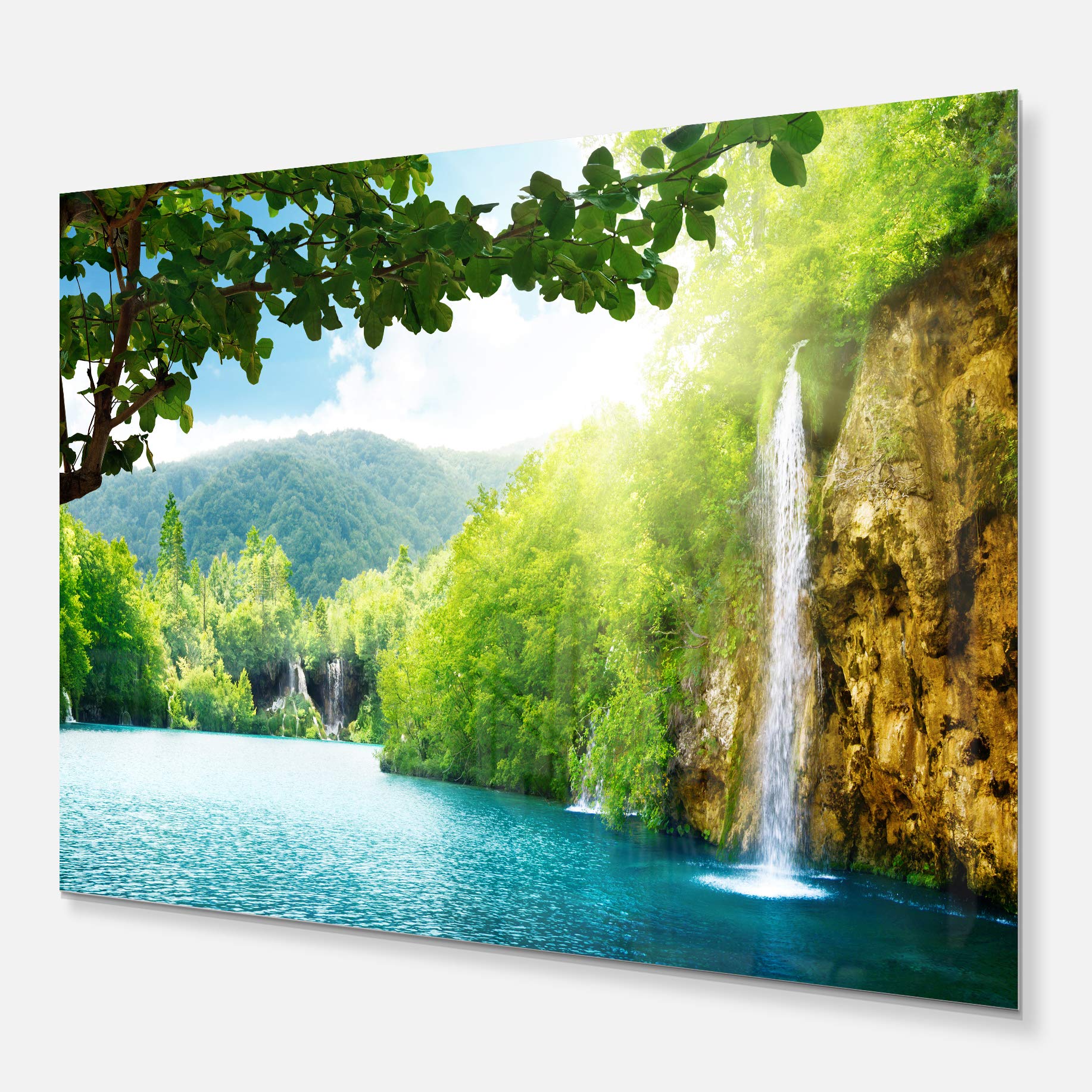 Designart MT6940-40-30 Waterfall in Deep Forest-Landscape