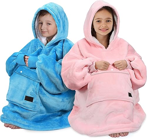 Miniatura 8 de Catalonia Sudadera tipo manta con capucha para niños, sudadera de sherpa extragrande para adolescentes jóvenes, idea de regalo
