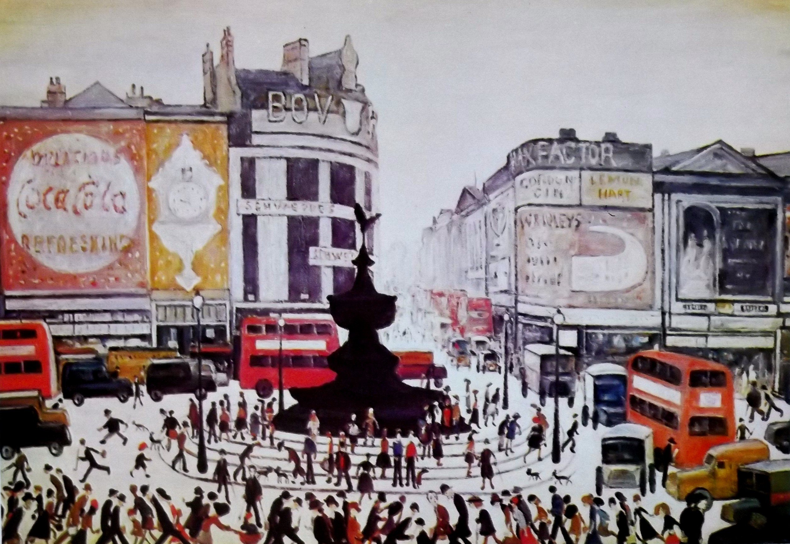 Stateoftheart-Uk Image Plus Small Border L S Lowry Speciality Print/Picture - Piccadilly Circus - With Protective Fine Art Coating - On A Textured Medium - 16 X 12Inch (408Mm X 305Mm)