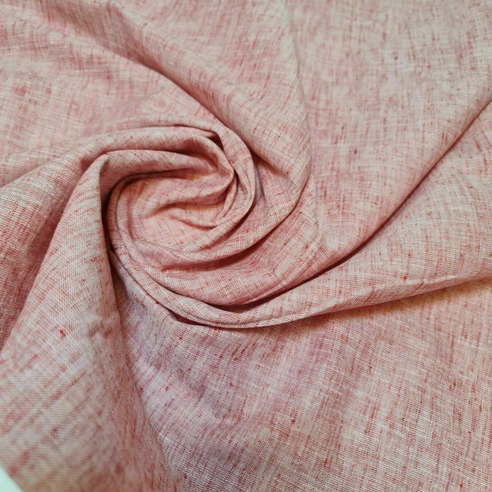 Indian 100% Cotton Melange Linen Look Soft Khadi Poplin Dress Craft Fabric Material 44" - 112 cm Wide Sold As Pre - Cut Lengths (6 Meter, Red)