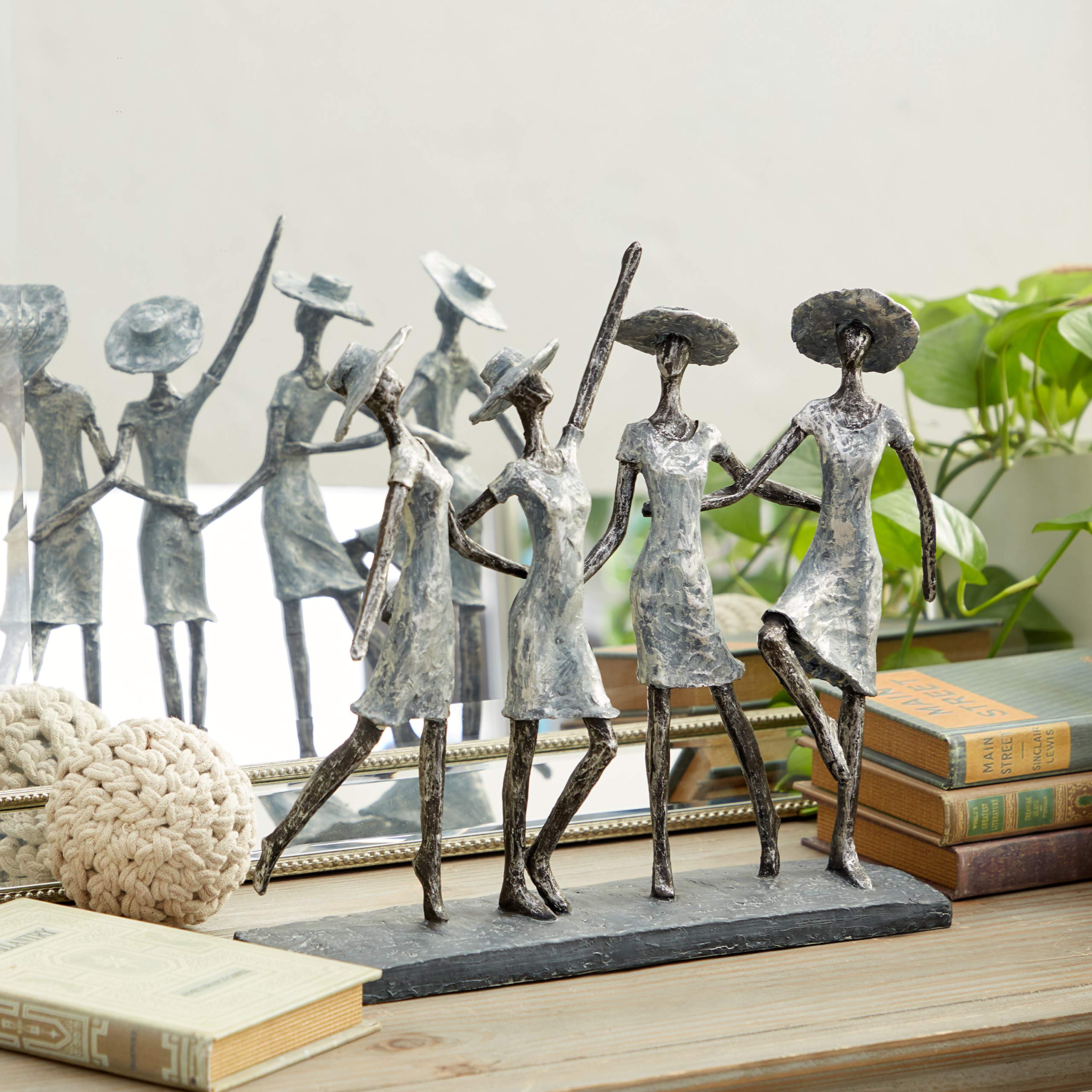 Deco 79 Polystone Women Sculpture, 15" x 4" x 13", Gray