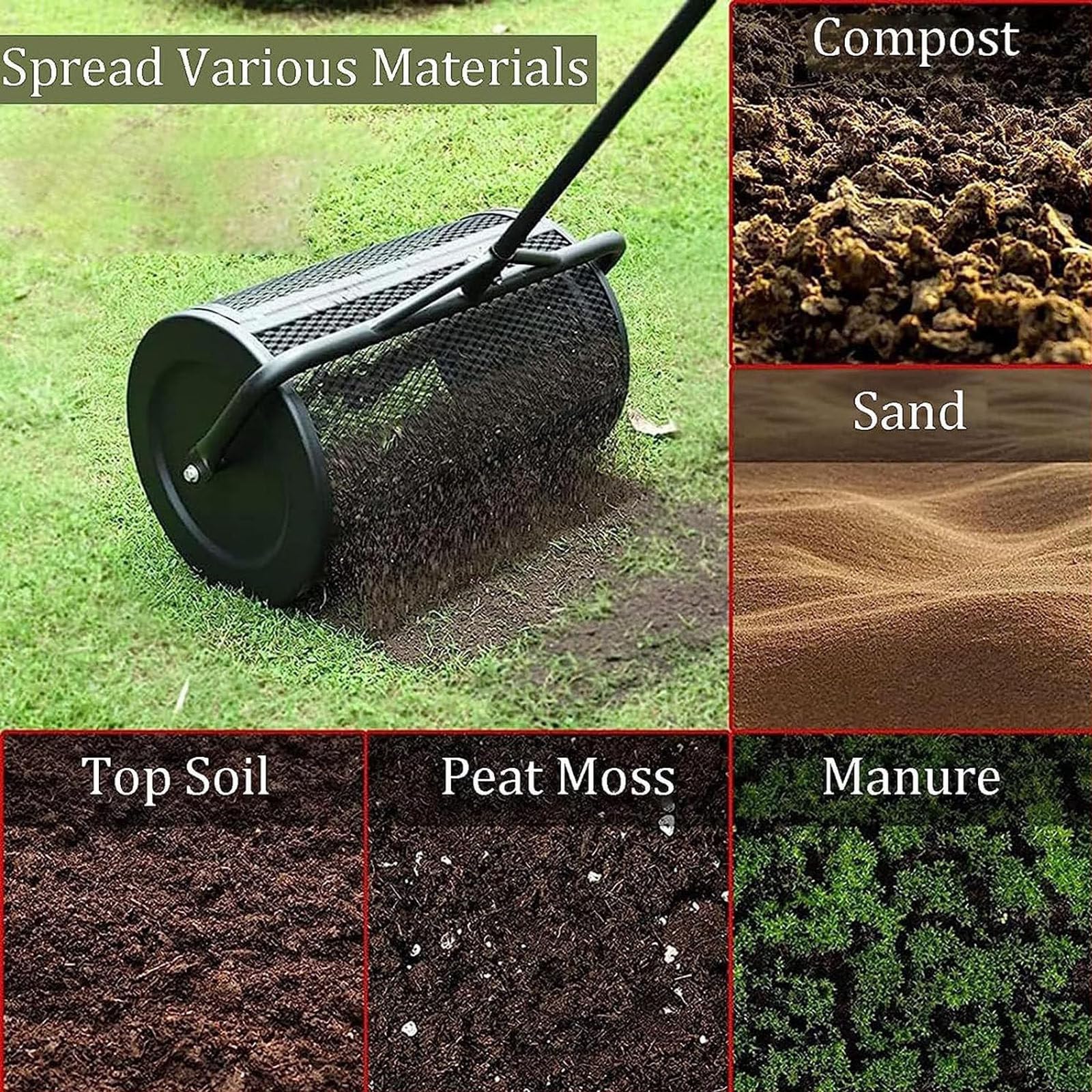 esparcidor de abono,esparcidor de Musgo de turba,esparcidor de Musgo de turba,esparcidor de Musgo de turba,esparcidor de abono de jardín,Green-32 * 60cm