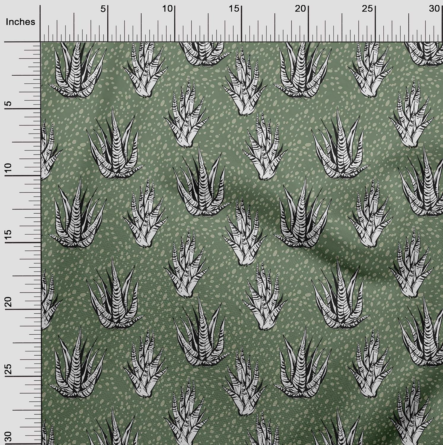oneOone Cotton Flex Olive Green Fabric Cactus Fabric for Sewing Printed Craft Fabric by The Yard 40 Inch Wide