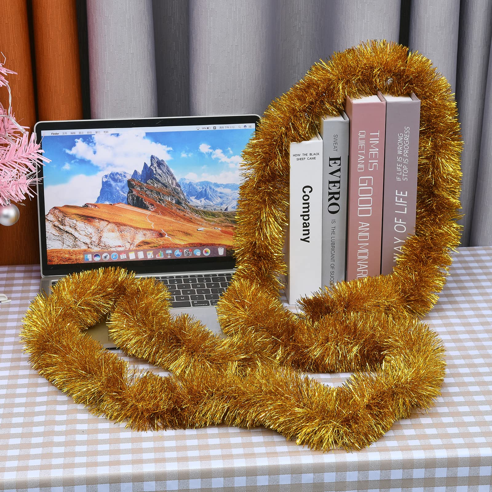 Brussel 3 Stks 2 m Lange Glanzende Kerst Klatergoud Garland Metallic Streamer Twist Garland Kerstboom Ornament Verjaardag Bruiloft Nieuwjaar Opknoping Decoraties Blauw