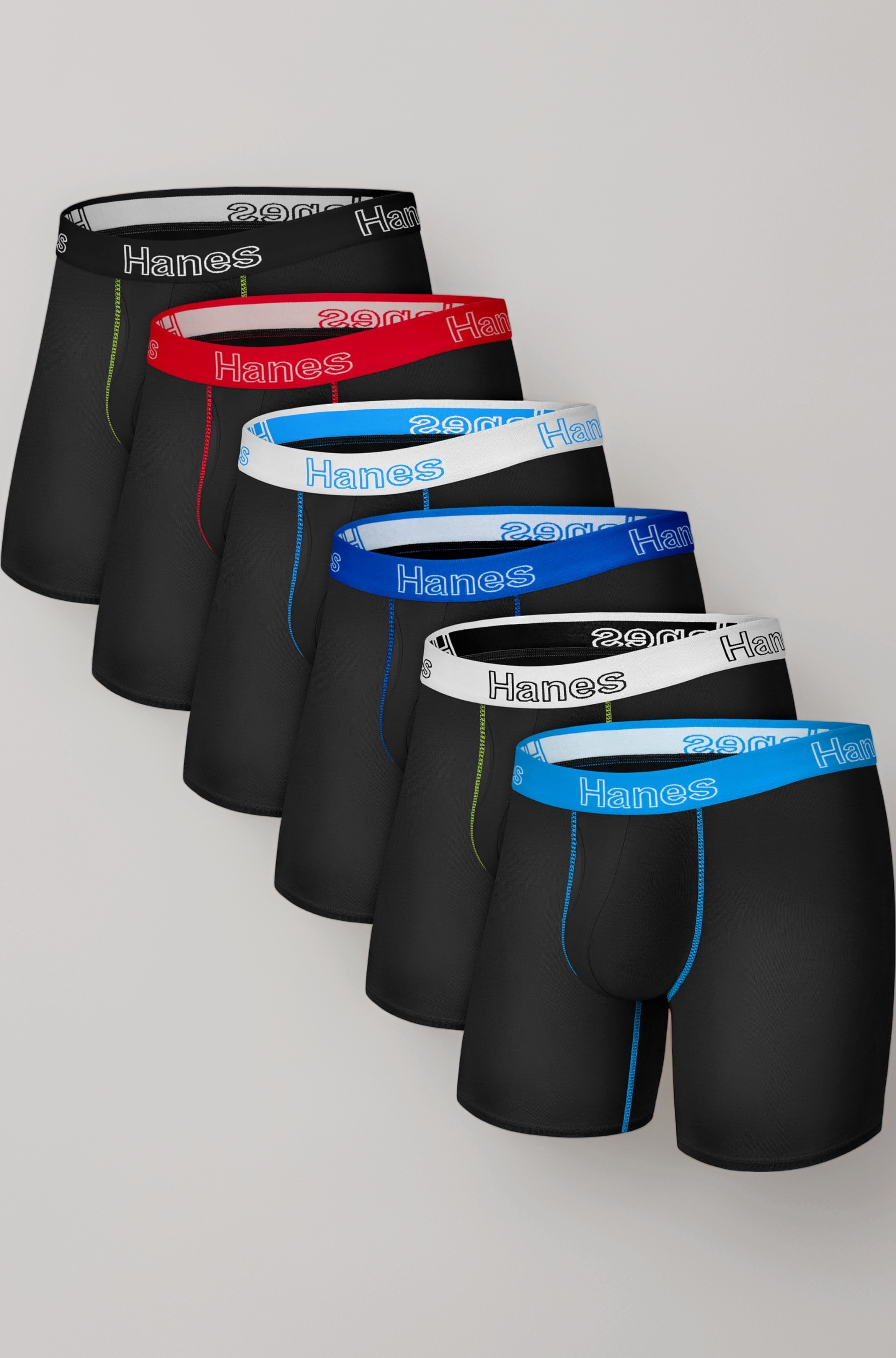 Hanes Men's Underwear Boxer Briefs Pack, Moisture-Wicking Underwear, Stretch-Cotton Boxer Briefs, 6-Pack