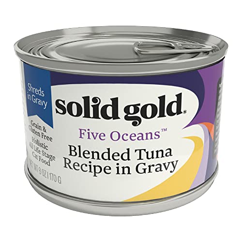 Image of Solid Gold Five Oceans Shreds with Real Tuna in Gravy - Premium Wet Cat Food for All Life Stages, 8 Pack
