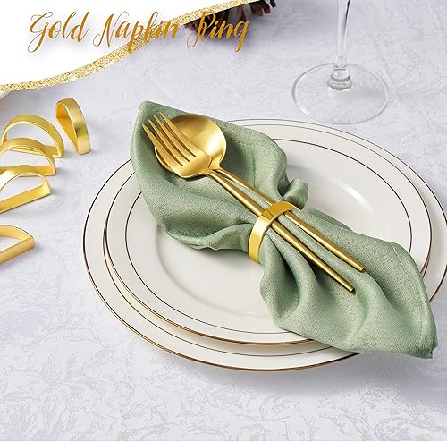 Miniatura 9 de Juego de 6 servilleteros dorados, servilleteros de Pascua, hebillas de metal semicírculo, servilleteros para decoración de mesa de cena, boda,