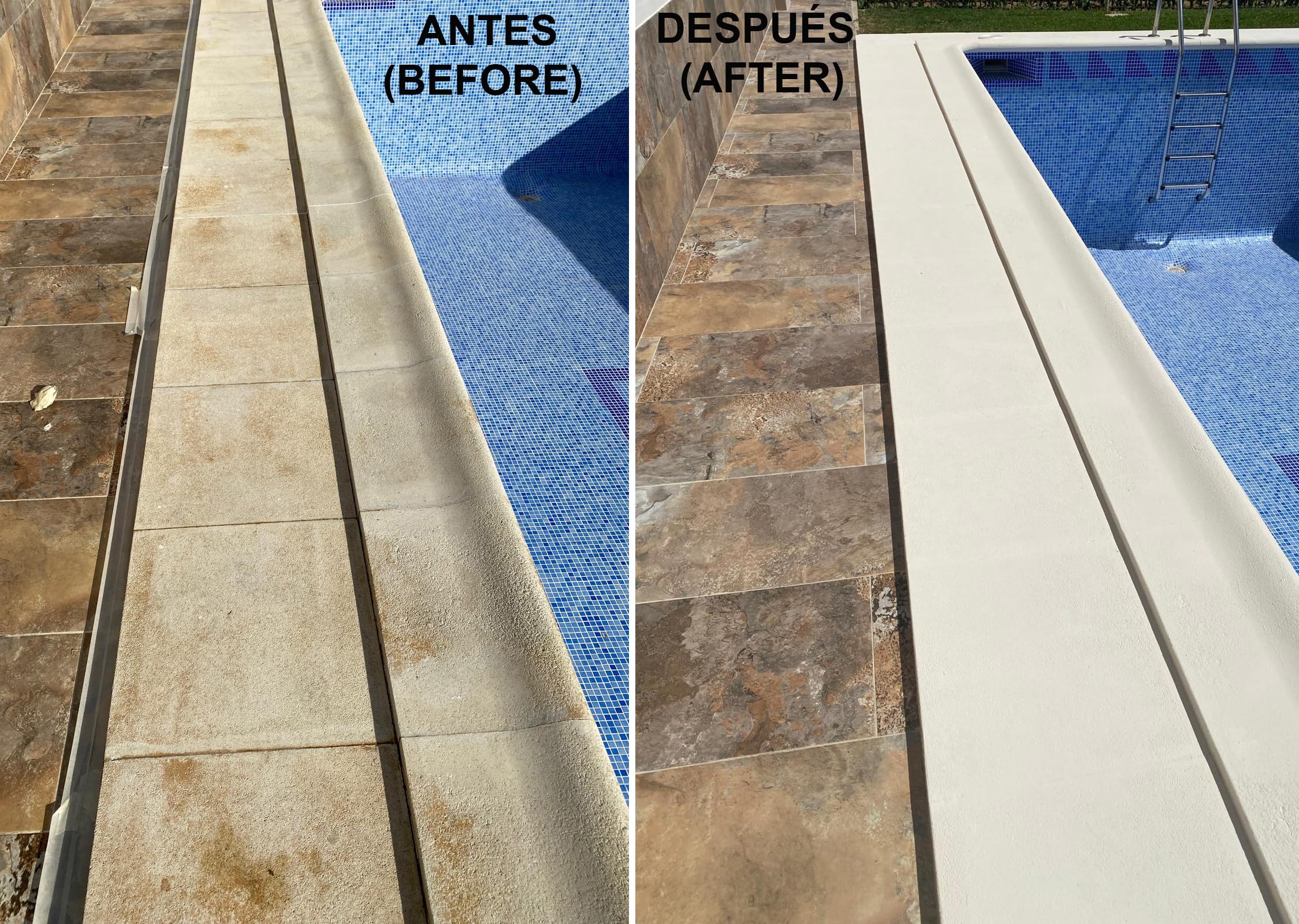 Tecno Prodist RENOVATEC CORONA Vernice per piscine by 11 Kg - BIANCO SABBIA - Vernice per bordo vasca o del bordo in pietra – Pittura Antiscivolo - Resistenza e durata - Facile applicazione
