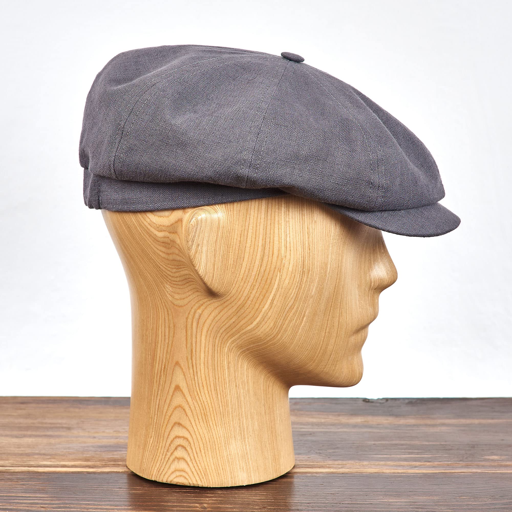 Sterkowski Modell Rowdy | 100% Leinen Schiebermütze für Herren und Frauen | Gatsby Sonnen Sommer Vintage Flatcap Elegante Retro Peaky Stylische Outdoor Modische Damen Kappe Baker Boy Mittelgrau 57