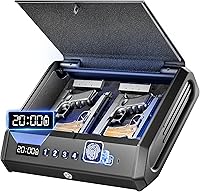Vista 1 de Large Biometric Gun Safe fits 4 pistols, 100 Sets of Fingerprint Handgun Safe with Internal Light & Silent Mode, Emergency Power Supply Gun Lock Box