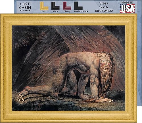 Miniatura 57 de Guillermo Blake Lost Cabin Nabucodonosor | Impresión en marco plano negro | Reproducción de pinturas de obras de arte finas | Póster decorativo