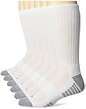 Men's Pique Weave Crew Socks with Arch Support, 6 Pairs