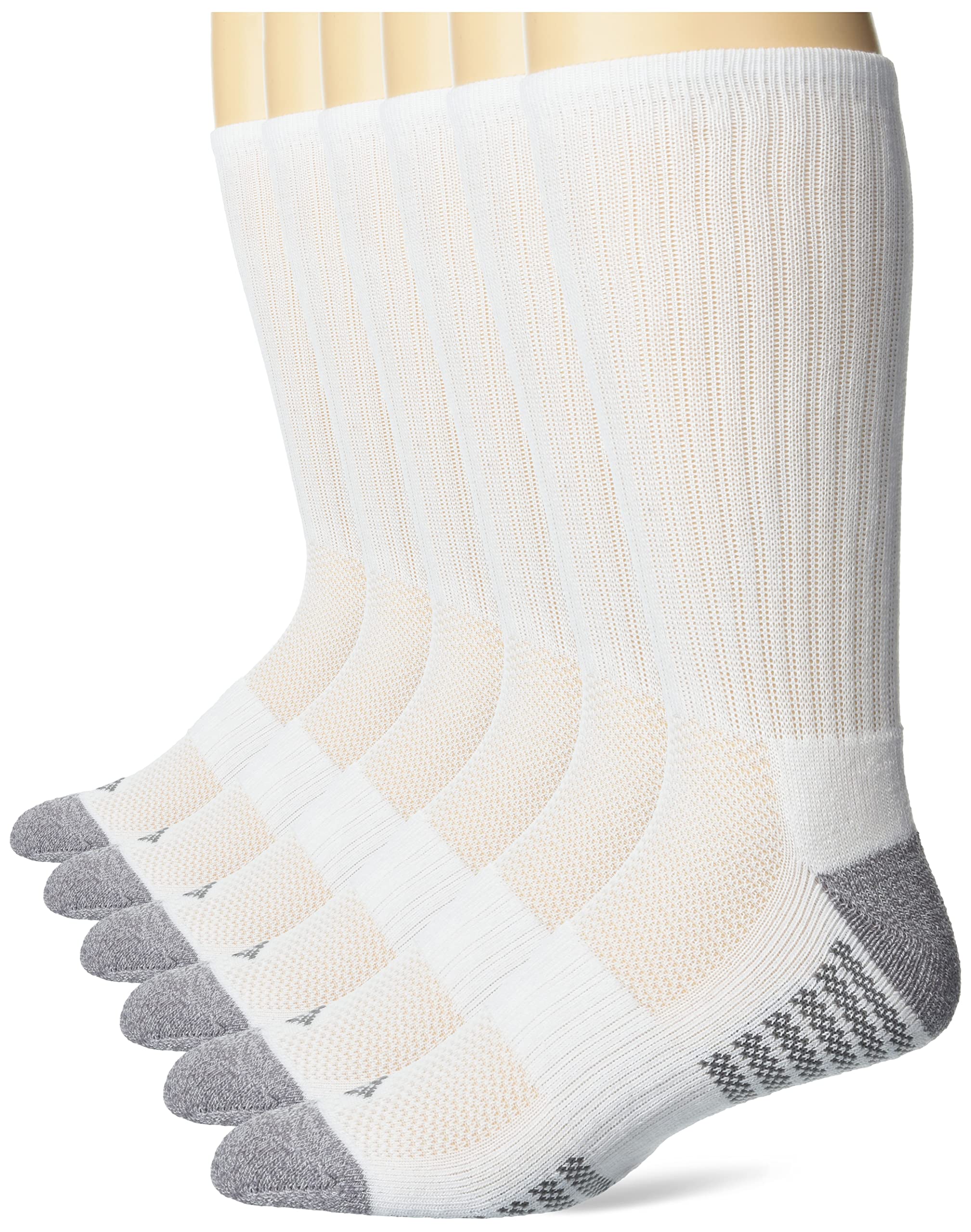 Columbia Men's Pique Weave Crew Socks with Arch Support, 6 works, White, One Size