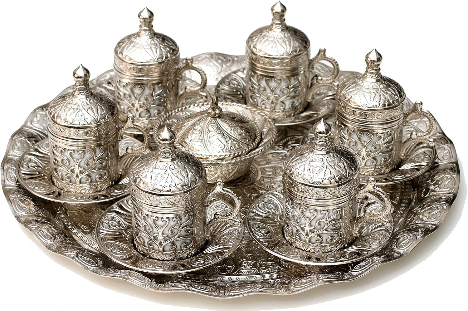 Turkish Style Coffee Serving Cups with Holders Lids