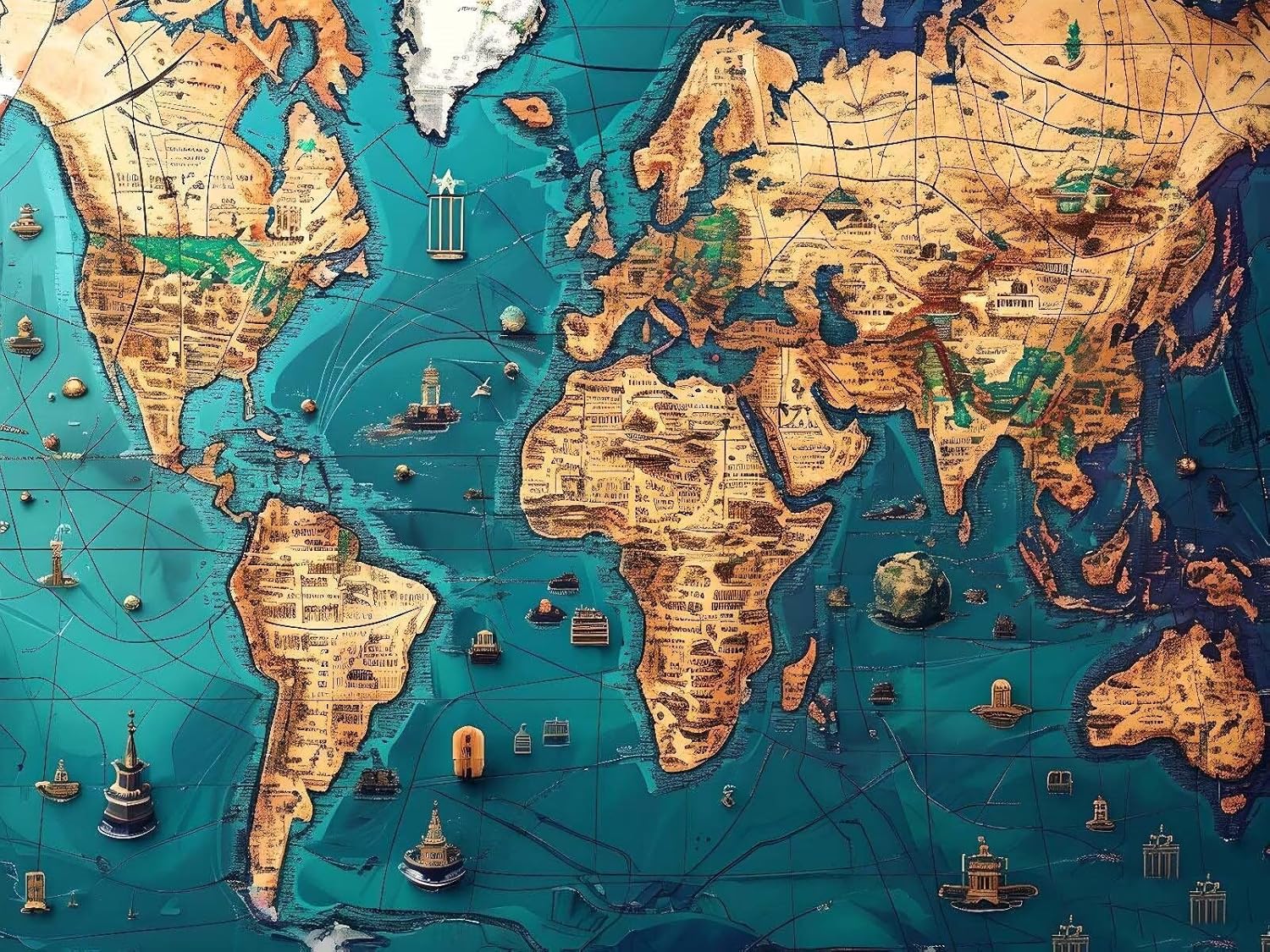 ペイントバイナンバーキット 大人用 世界地図 DIY ペイントバイナンバー 子供用 初心者ペイントキット 成人儿童数字绘画、高級 ア