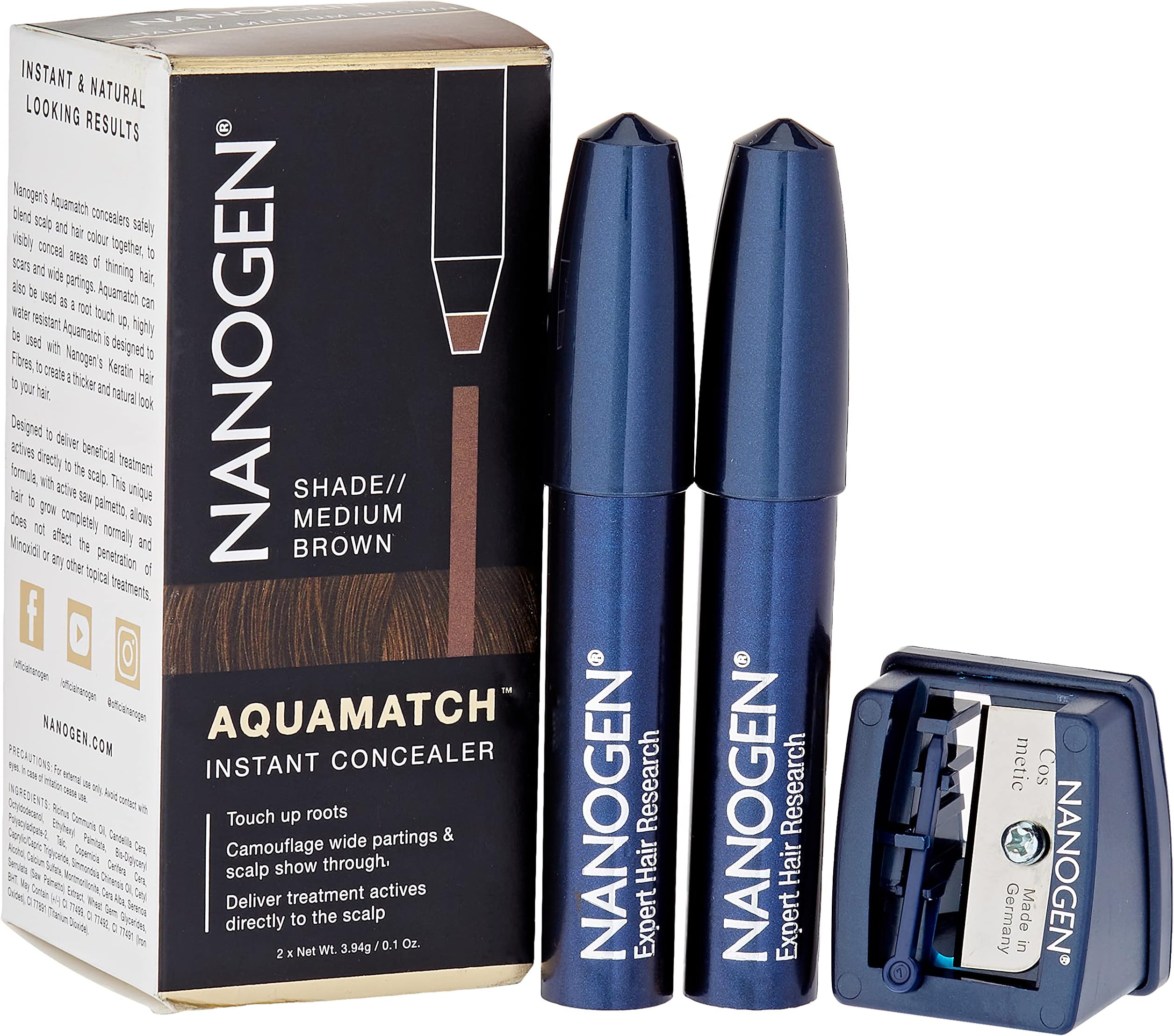 Nanogen Aquamatch Waterproof Scalp Concealer, Medium Brown