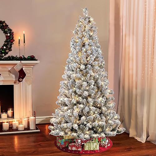 Miniatura 5 de Puleo International Árbol de Navidad artificial de pino de Virginia preiluminado de 6.5 pies con 300 luces incandescentes transparentes con