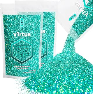 2X Glitter Paint Additive - Turqoise Blue Holographic | 100g (x2) Metallic Flakes for Adding Sparkle to Paints & Wood Varnish | Add to Emulsion, Acrylic & Latex for Indoor Sparkly Walls