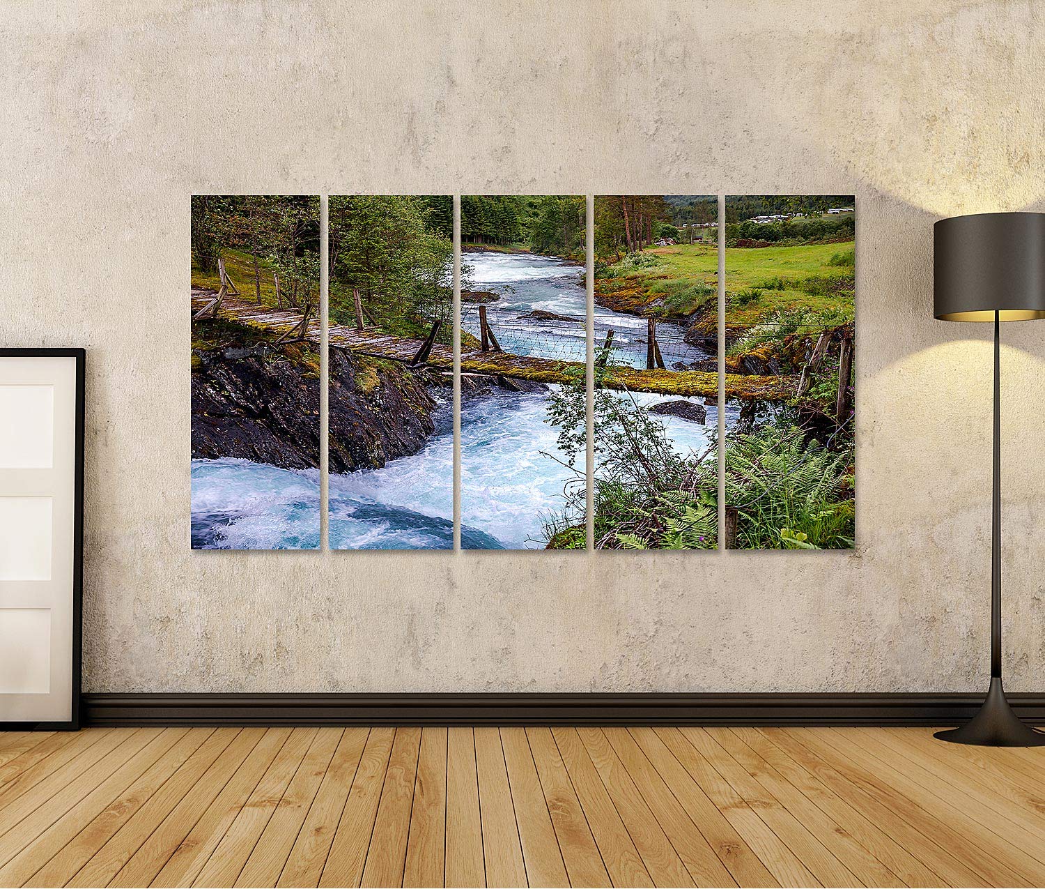 islandburner cuadro sobre lienzo puente colgante sobre la montaña río hermosa naturaleza noruega paisajes naturales imágenes murales carteles