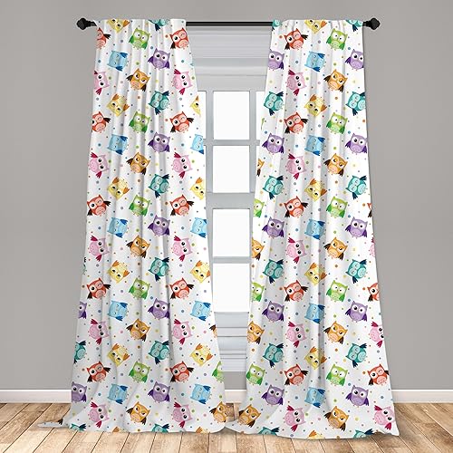 Miniatura 9 de Ambesonne Cortinas modernas para ventana, con palabras temáticas de café Macchiato Mocha Americano Breve Postre, decoración ligera, juego de 2
