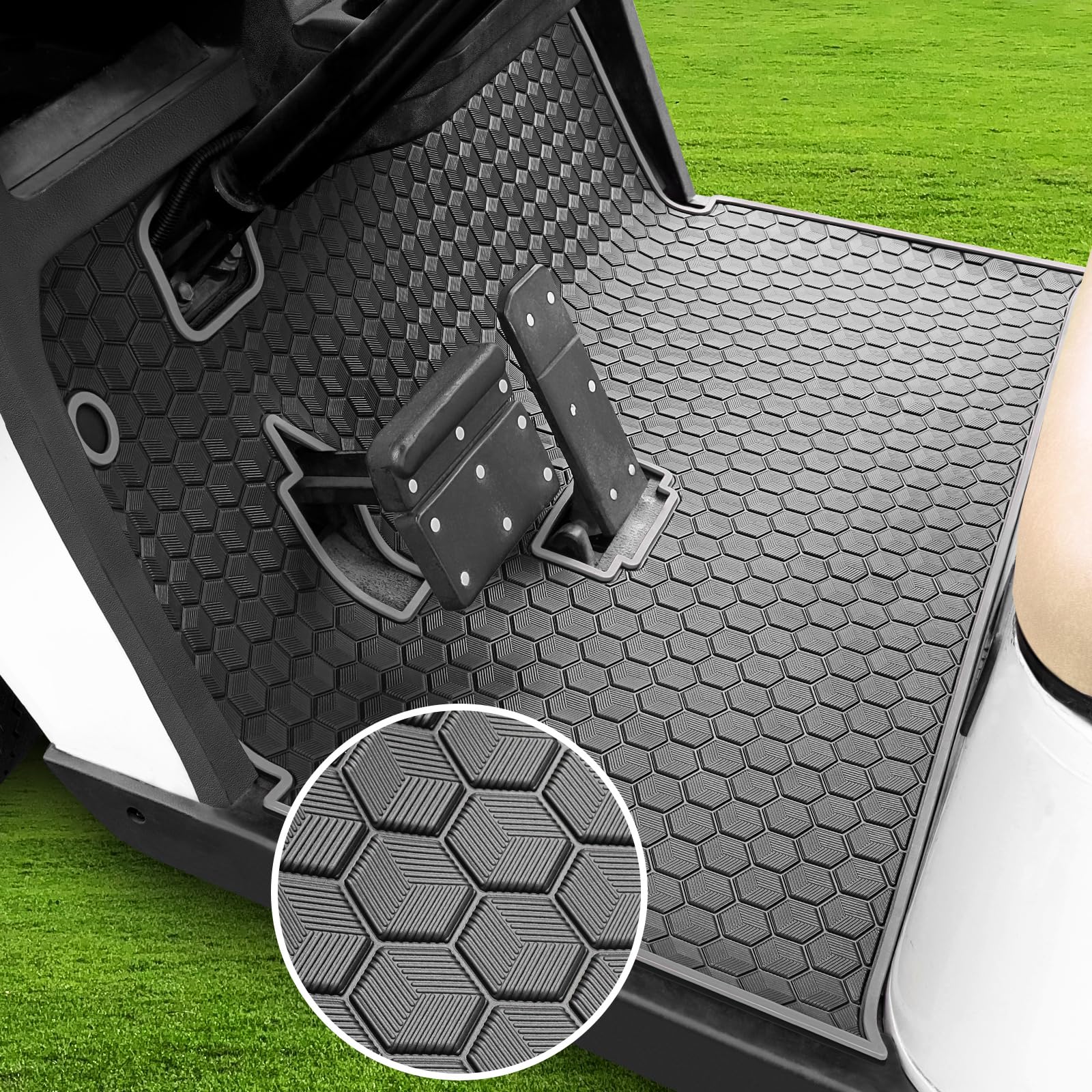 Golf Cart EZGO TXT (1994+) Floor Mat Upgraded Non-Slip Improved Full Coverage Liner Mats Unique with 8mm Thickness Rubber for EX1 (2020), Valor, Cushman Workhorse, Express S4