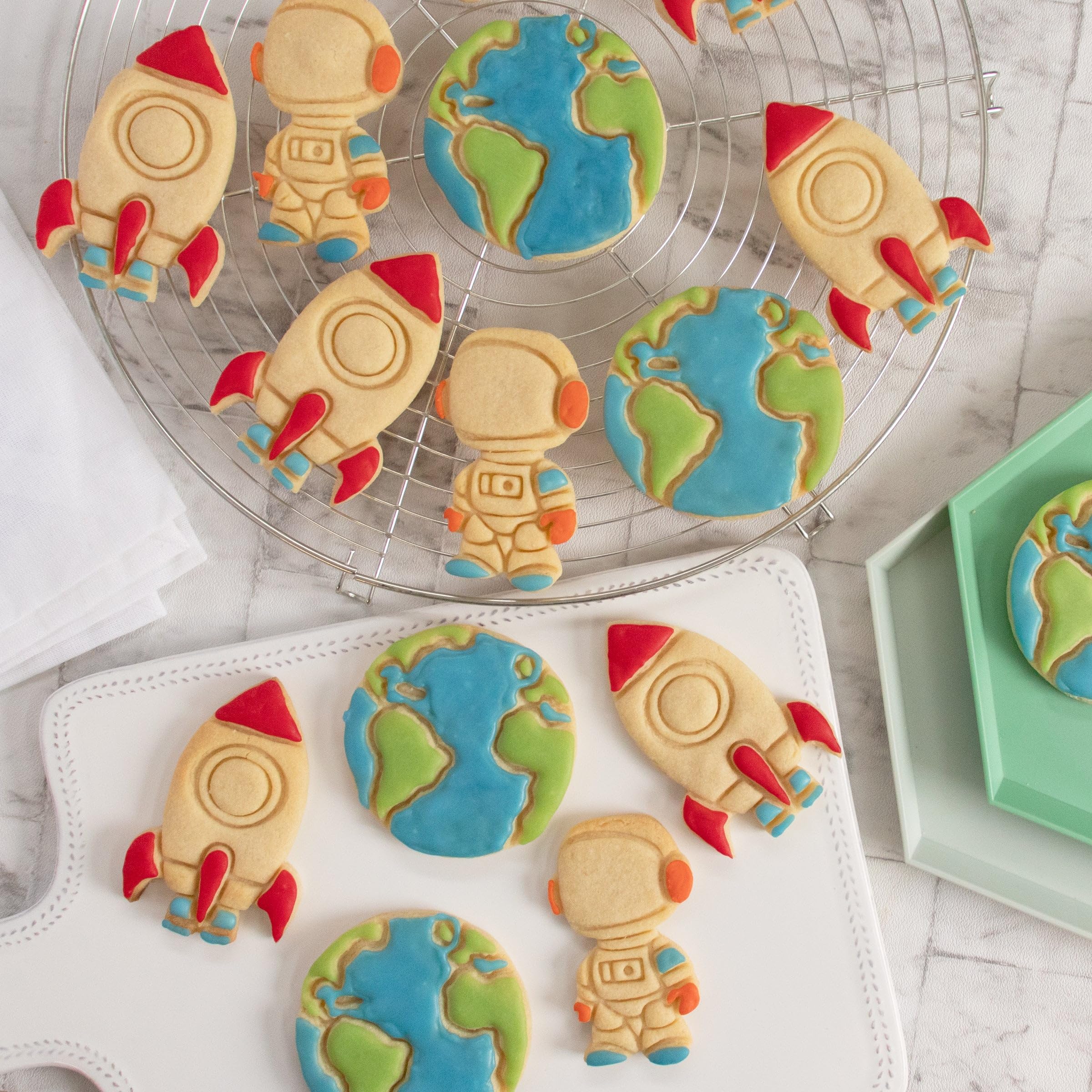 3er Set Weltall Ausstechformen (Formen: Astronaut, Rakete und Erde), 3 Teile, Bakerlogy