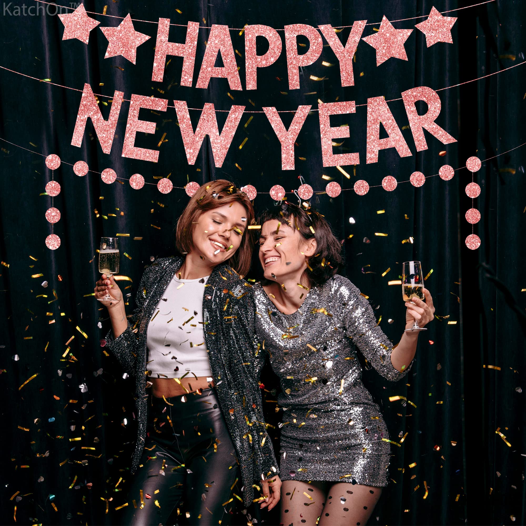 New year しめ縄 Amazon.com: KatchOn Big Rose Gold New Year Banner 2025