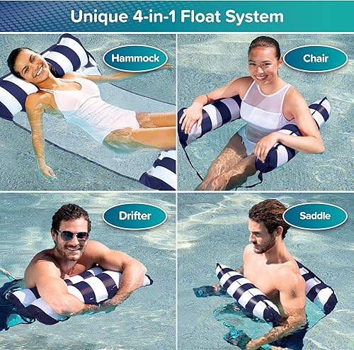 Miniatura 2 de Aqua - Original Monterey - Flotador de alberca y hamaca de agua 4 en 1 inflable multiusos para adultos de material patentado de cloruro de Navy -