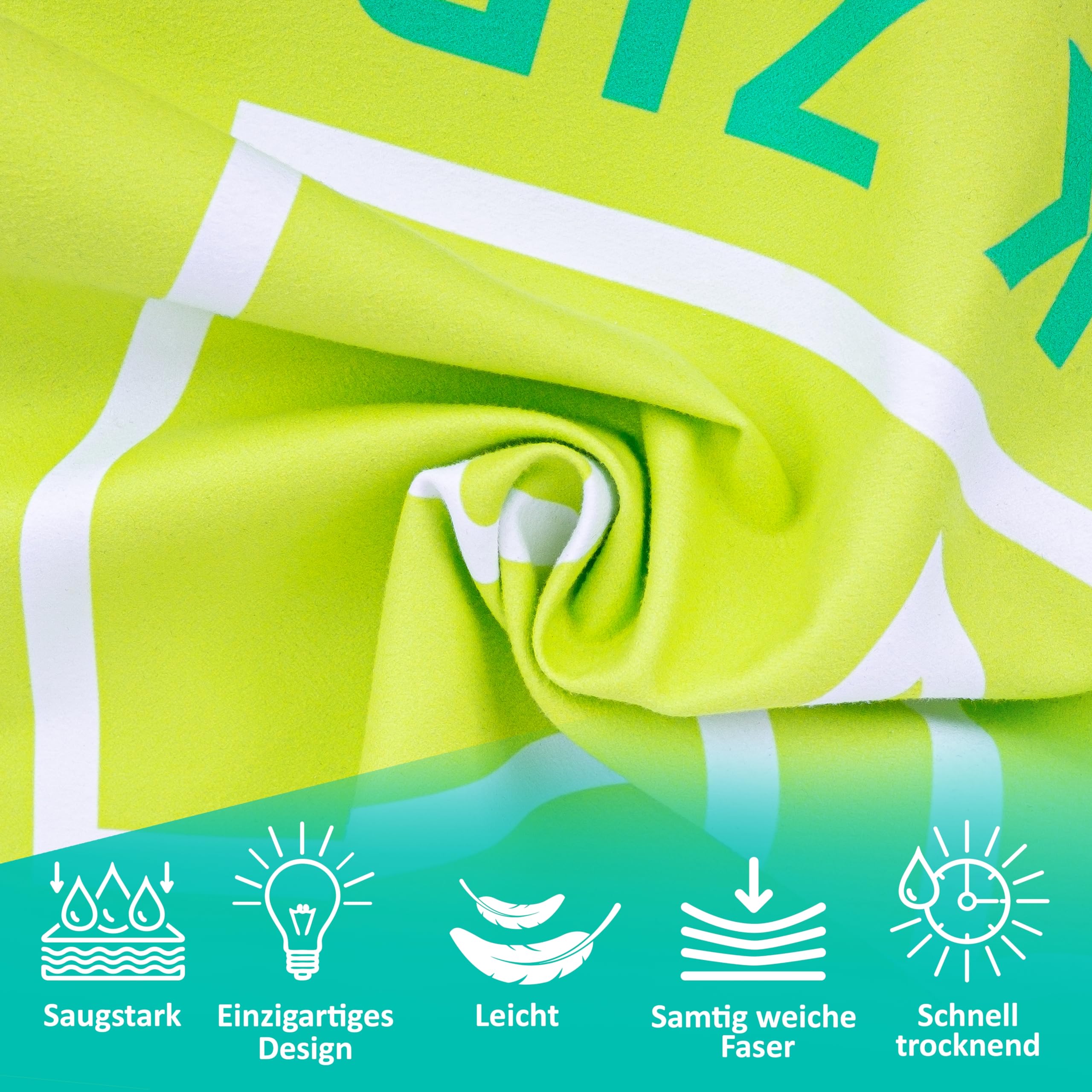 Keenon Sports, asciugamano in microfibra con tasca a rete, compatibile con moschettoni, escursionismo, mountain bike, corsa, viaggi, asciugatura rapida, assorbente, salvaspazio