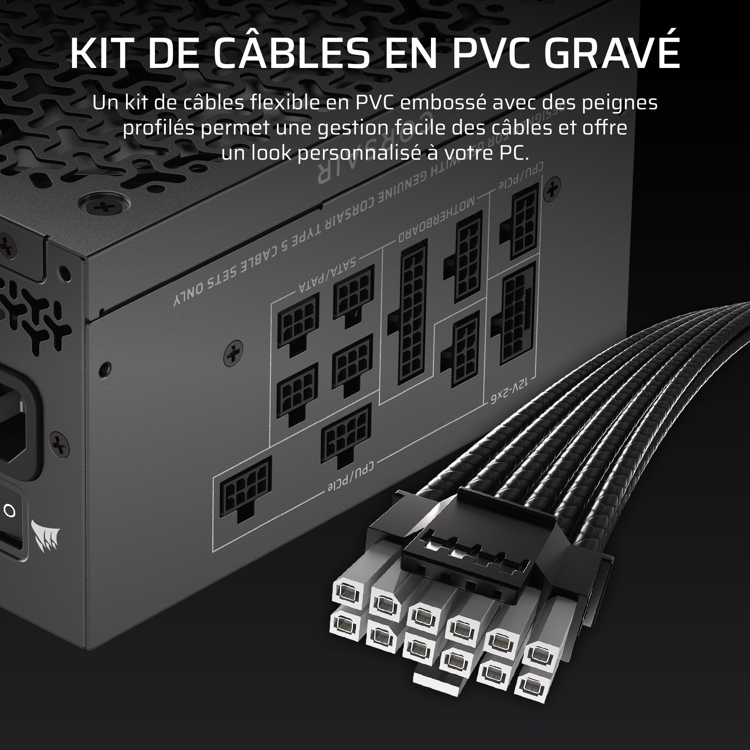 Corsair RM850x Shift Alimentation ATX entièrement modulaire - Câble 12 V-2x6 natif, ATX 3.1 et PCIe 5.1, Bouton de contrôle de la Vitesse du Ventilateur, Condensateurs Japonais, Certifié Gold - Noir