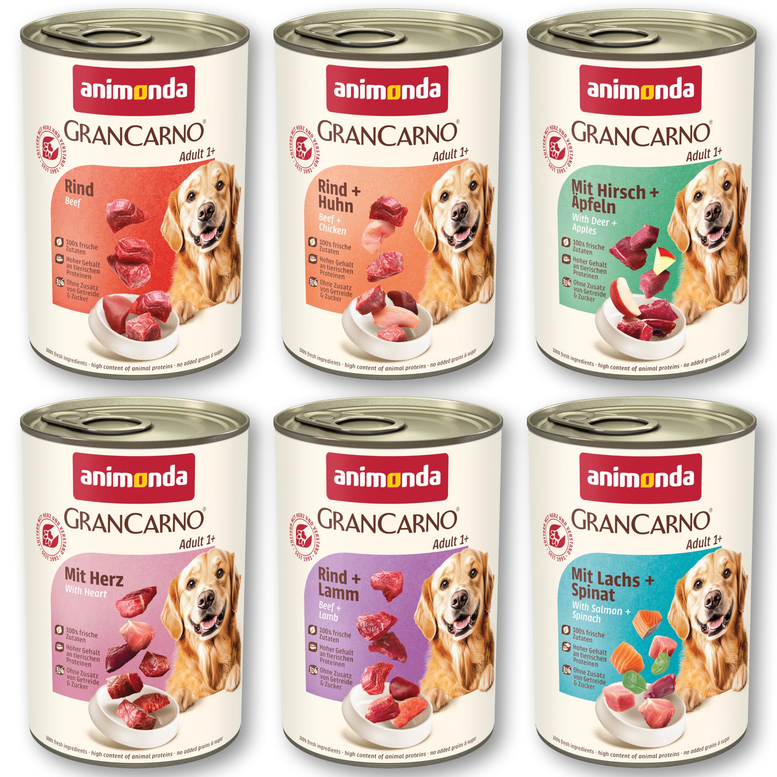 GranCarno Nourriture Humide pour Chien Adulte - Variation II 6 x 400 g