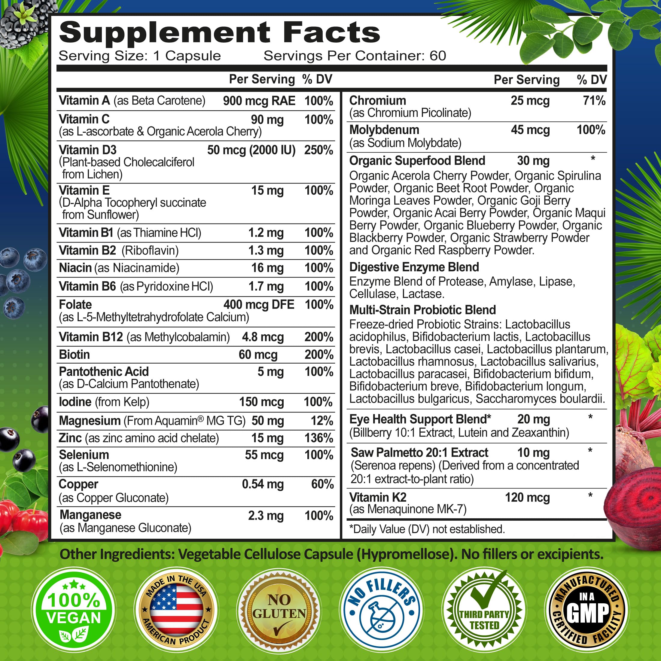 Vegan Methylated Multivitamin for Men 50 and Over - Saw Palmetto & Lutein — Amazon image 6