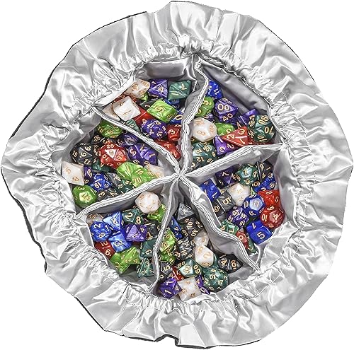 Miniatura 3 de Bolsa de dados grande con 7 juegos completos de dados  Bolsa de dados DND de dragón verde bordado y 49 dados poliédricos  Forro interior de satén