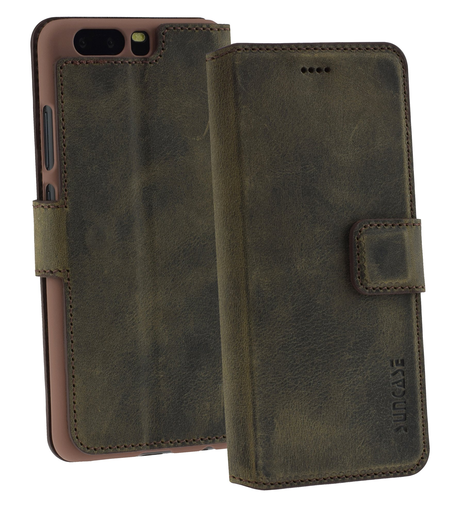 Suncase Ledertasche Für Huawei P10 Plus – Book-Style Mit Standfunktion & Kartenfach, Türkis