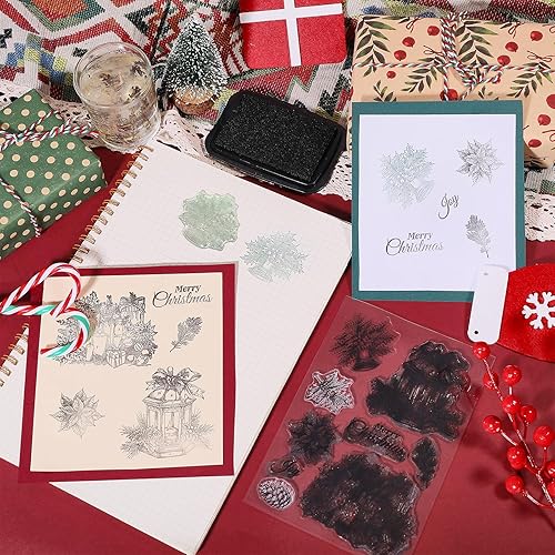 Miniatura 4 de GLOBLELAND Sellos de silicona transparente de Navidad para hacer tarjetas, velas de Navidad, sello transparente de silicona, campana de Pascua