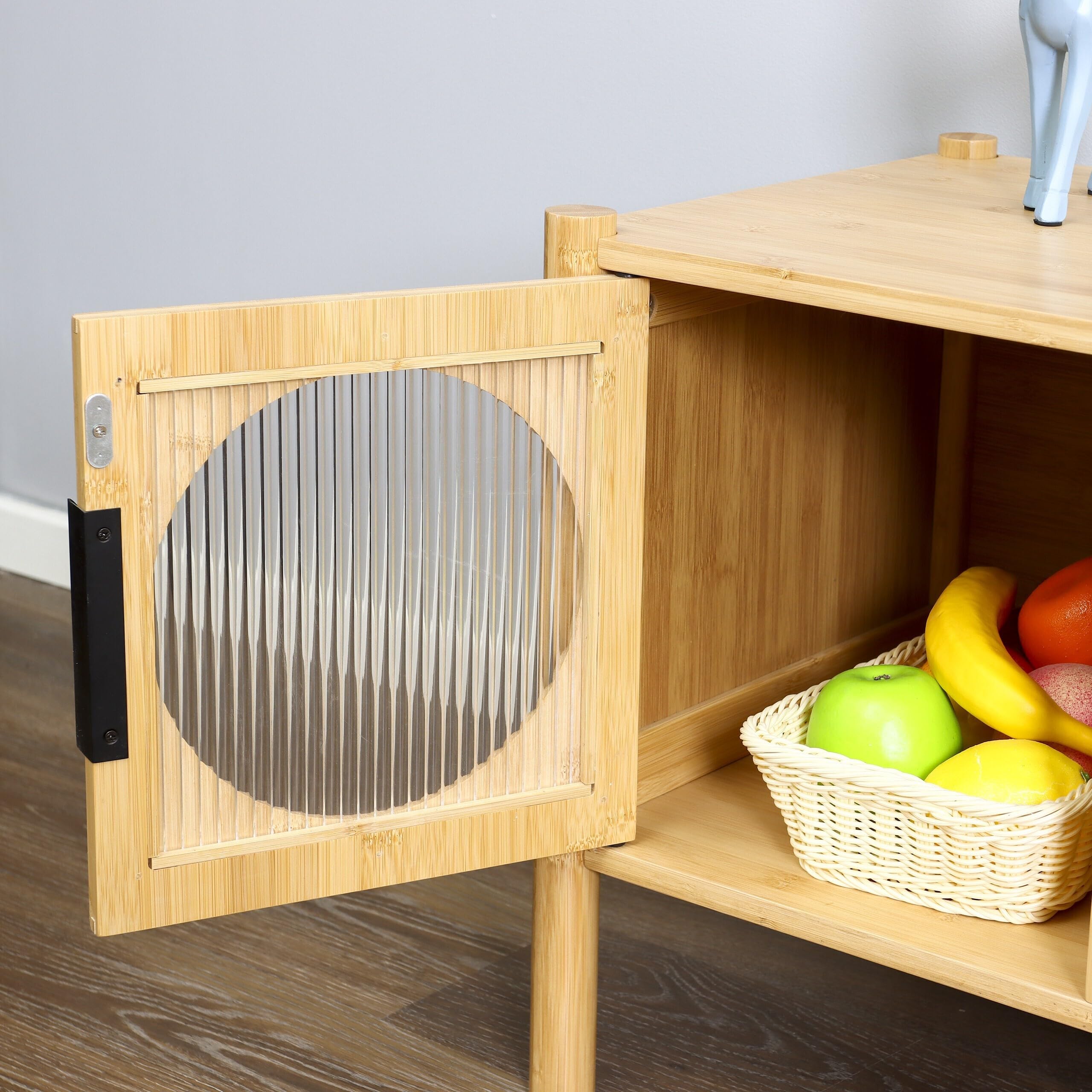 Mobile TV Relaxdays, con 2 ante, per TV fino a 43 pollici, legno, HLP: 48 x 103 x 40 cm, tavolino TV, naturale