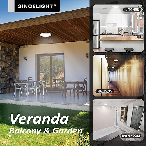 Miniatura 7 de SINCELIGHT Luces LED de techo ultrafinas de 9 pulgadas para baño, cocina, pasillo, armario, etc., empotradas o montaje en superficie para techo o