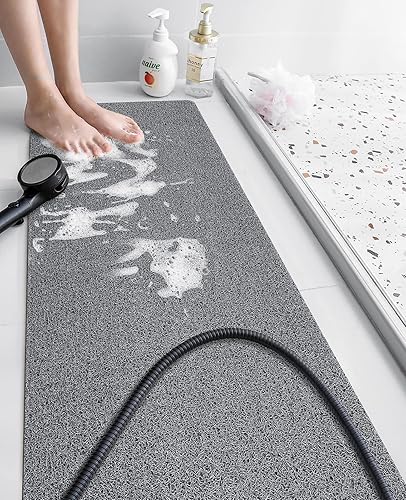 Miniatura 1 de OTHWAY Alfombrillas de lufa para ducha, baño antideslizante con textura suave, tapete de baño de 40 x 16 pulgadas con drenaje, sin ftalatos, de