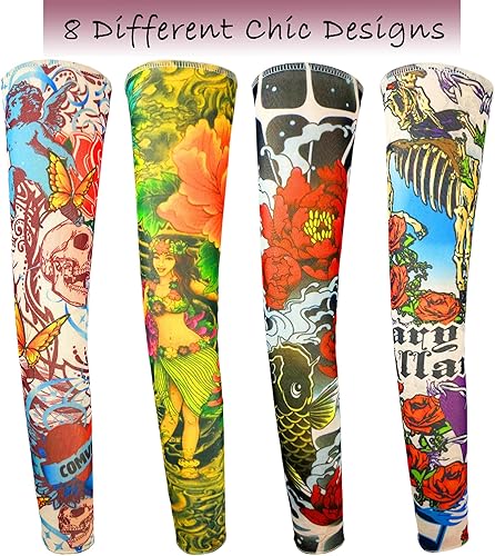 Miniatura 10 de iToolai Mangas temporales de tatuaje para hombres, juego de 8 piezas con protección UV, mangas de brazo falsas sin cordones