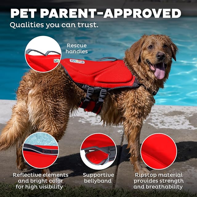 Foto 5 de 8 de Outward Hound Dawson Buoyant and Insulated Life Jacket for Dogs Medium Red